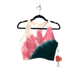 Wildfox Pink & Teal City Tie-Dye Riley Scoop Neck Crop Tank Size XL NWT